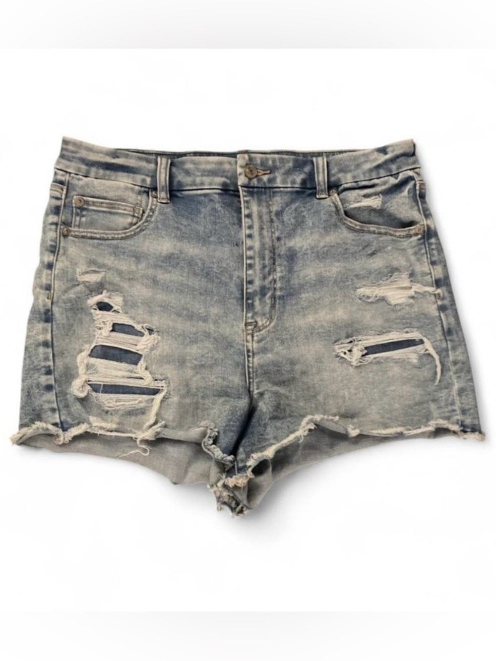 American Eagle Outfitters Light Blue Distressed Denim Shorts